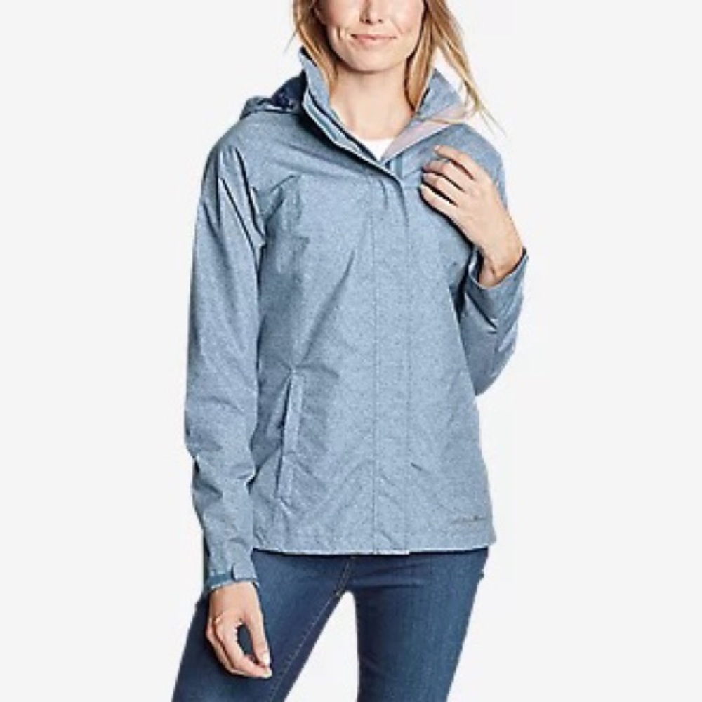 Eddie Bauer Rainfoil Chambray Blue Large Jacket